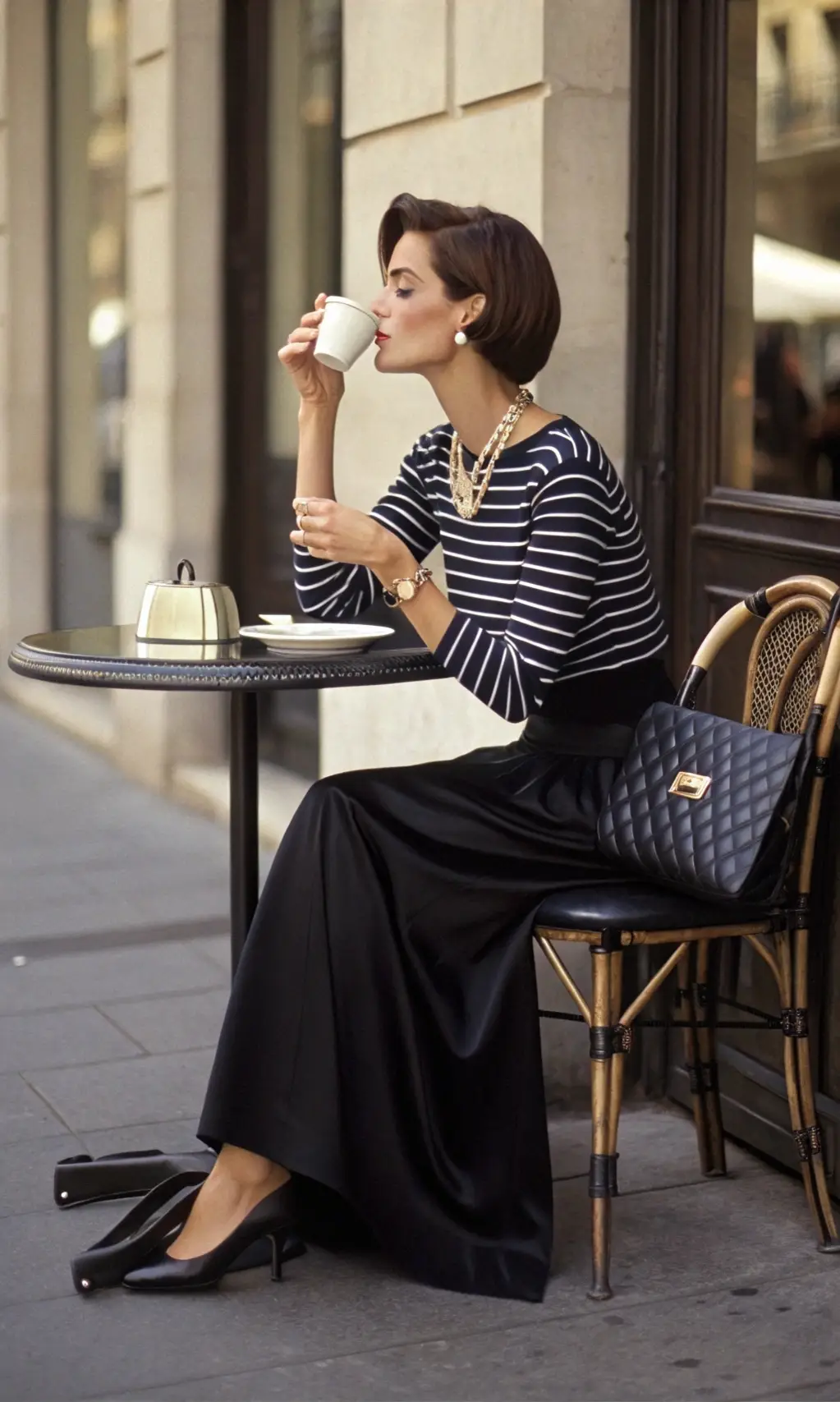 Parisian Cafe Maxi Skirt Elegance