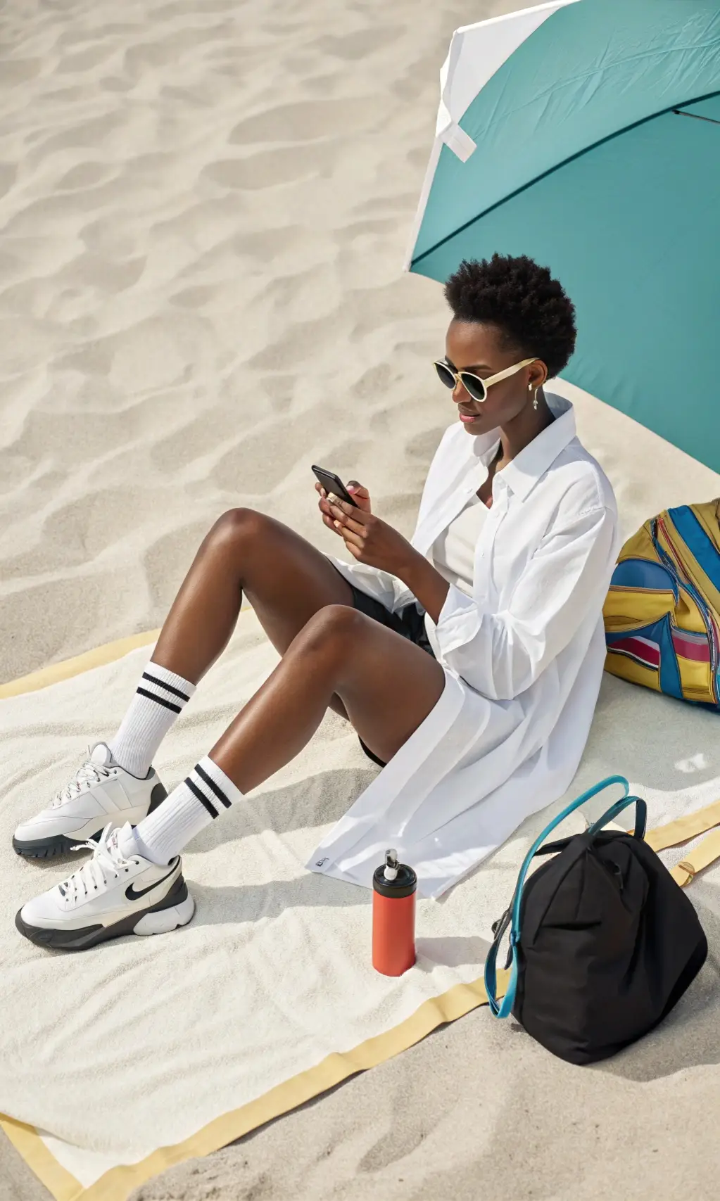 Relaxed Beach Day Ensemble with Oversized Shirt
