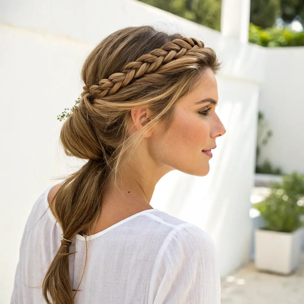 Braided Headband Low Ponytail