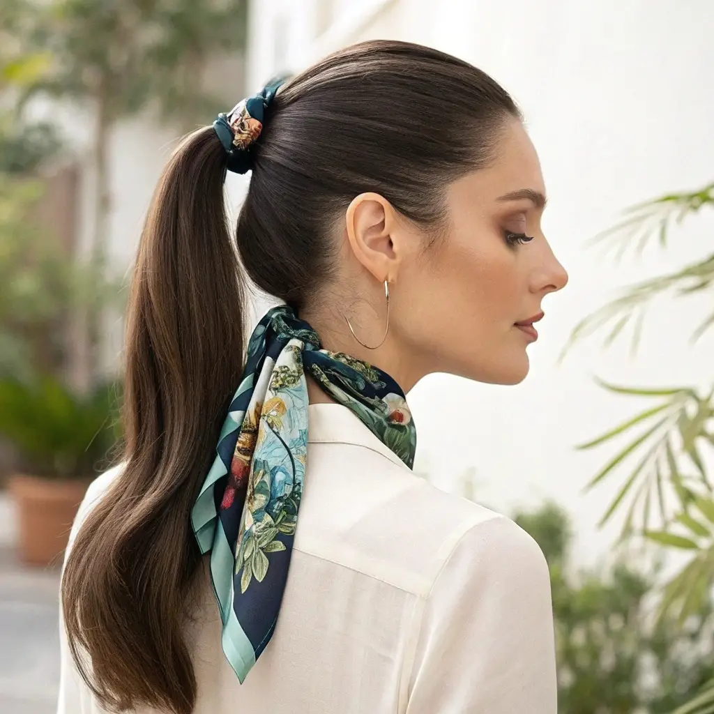 The Chic Scarf Ponytail