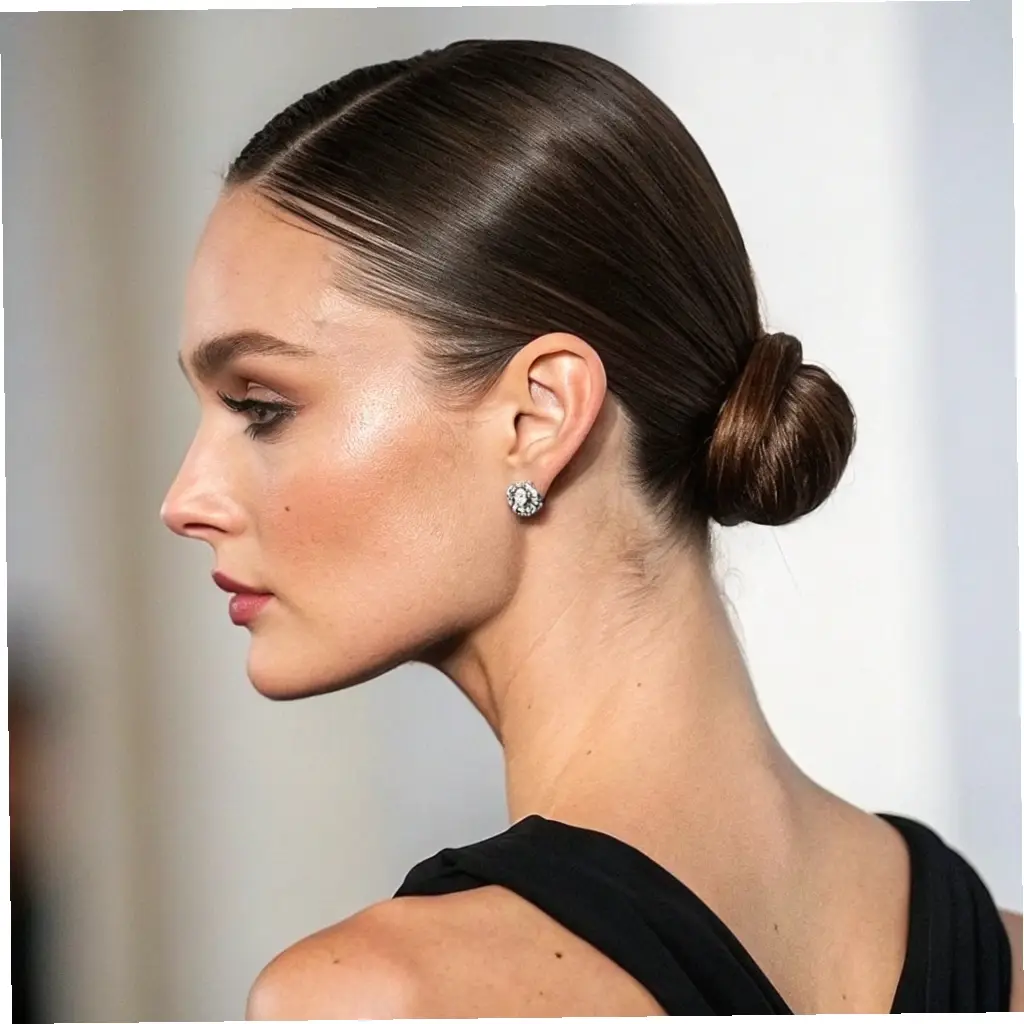 The Sleek Low Bun with a Side Part