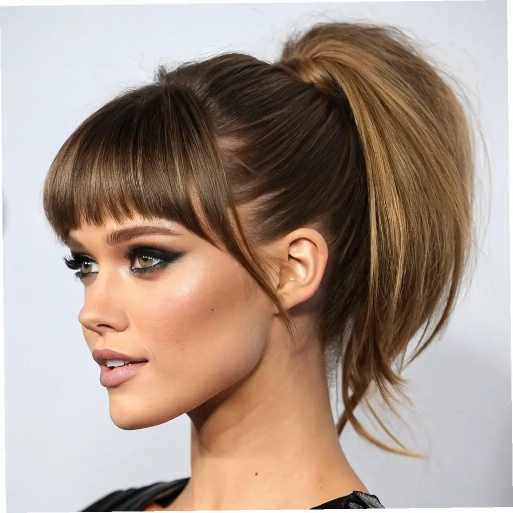 The Voluminous Ponytail with Bangs