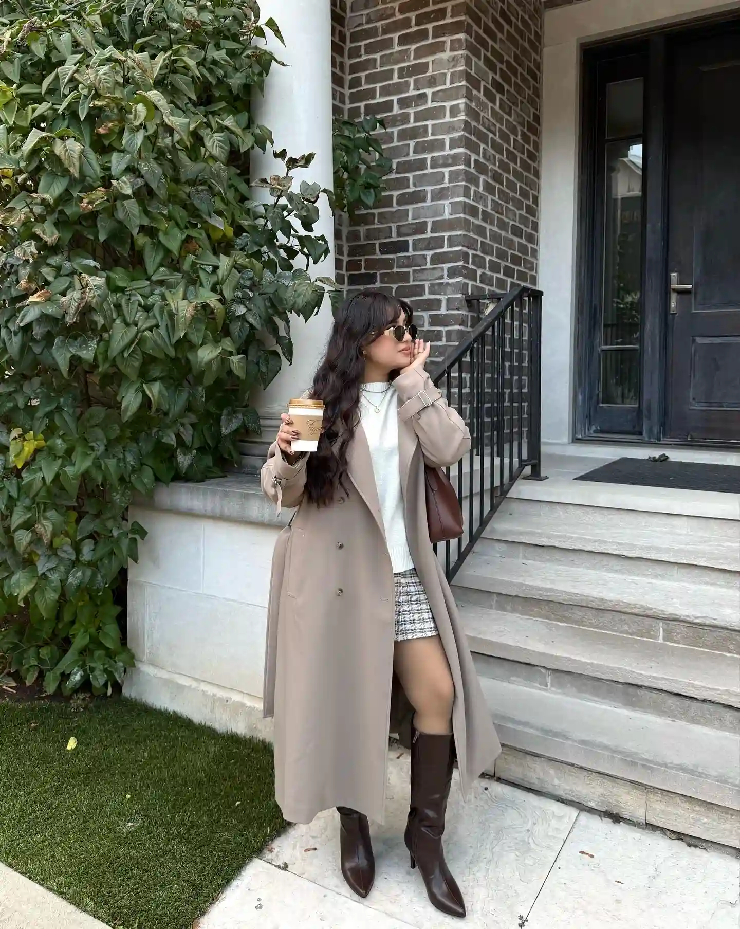 Layer a Light Sweater Under a Long Trench