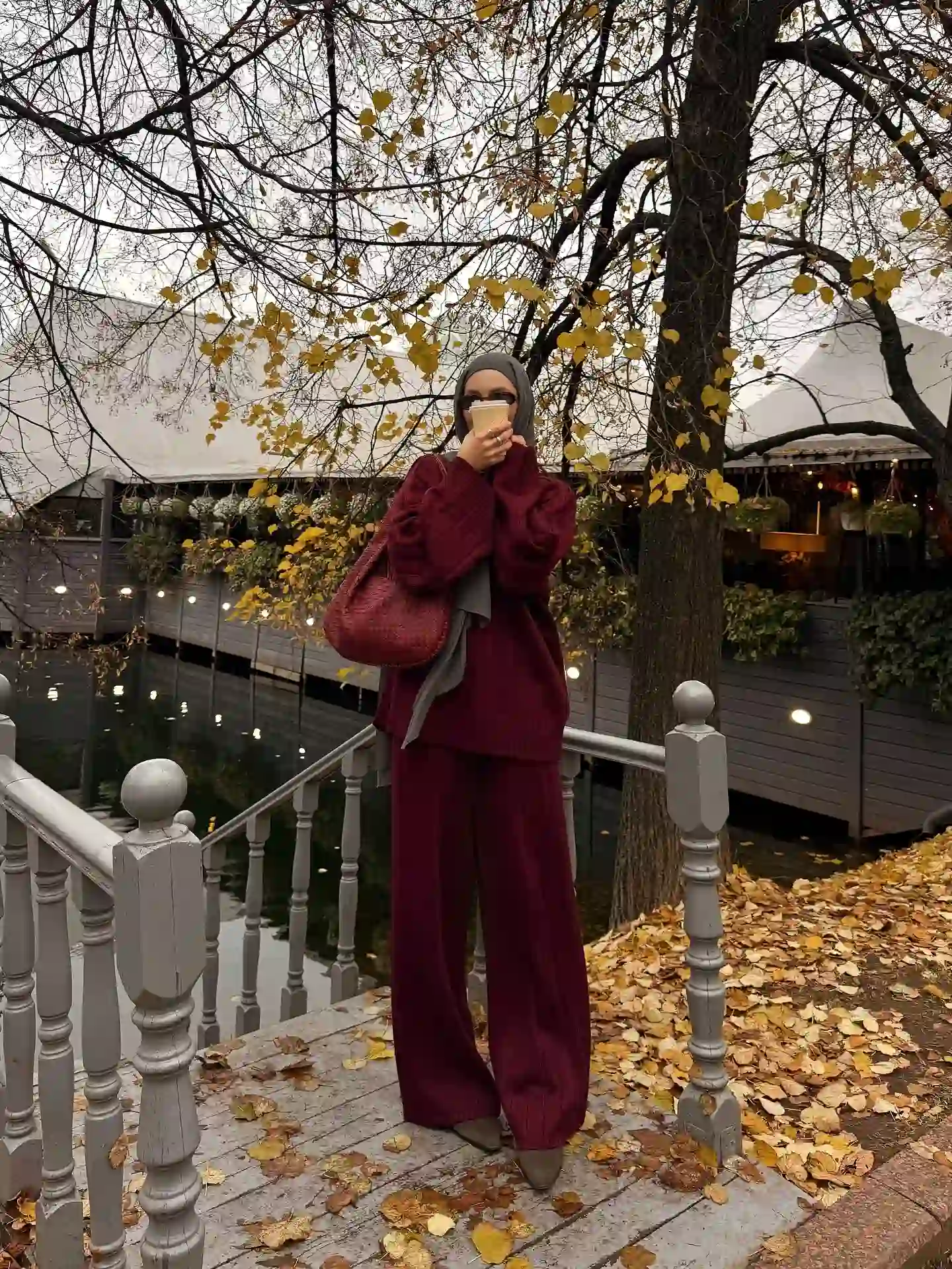 Match an Oversized Burgundy Knit With Wide-Leg Pants