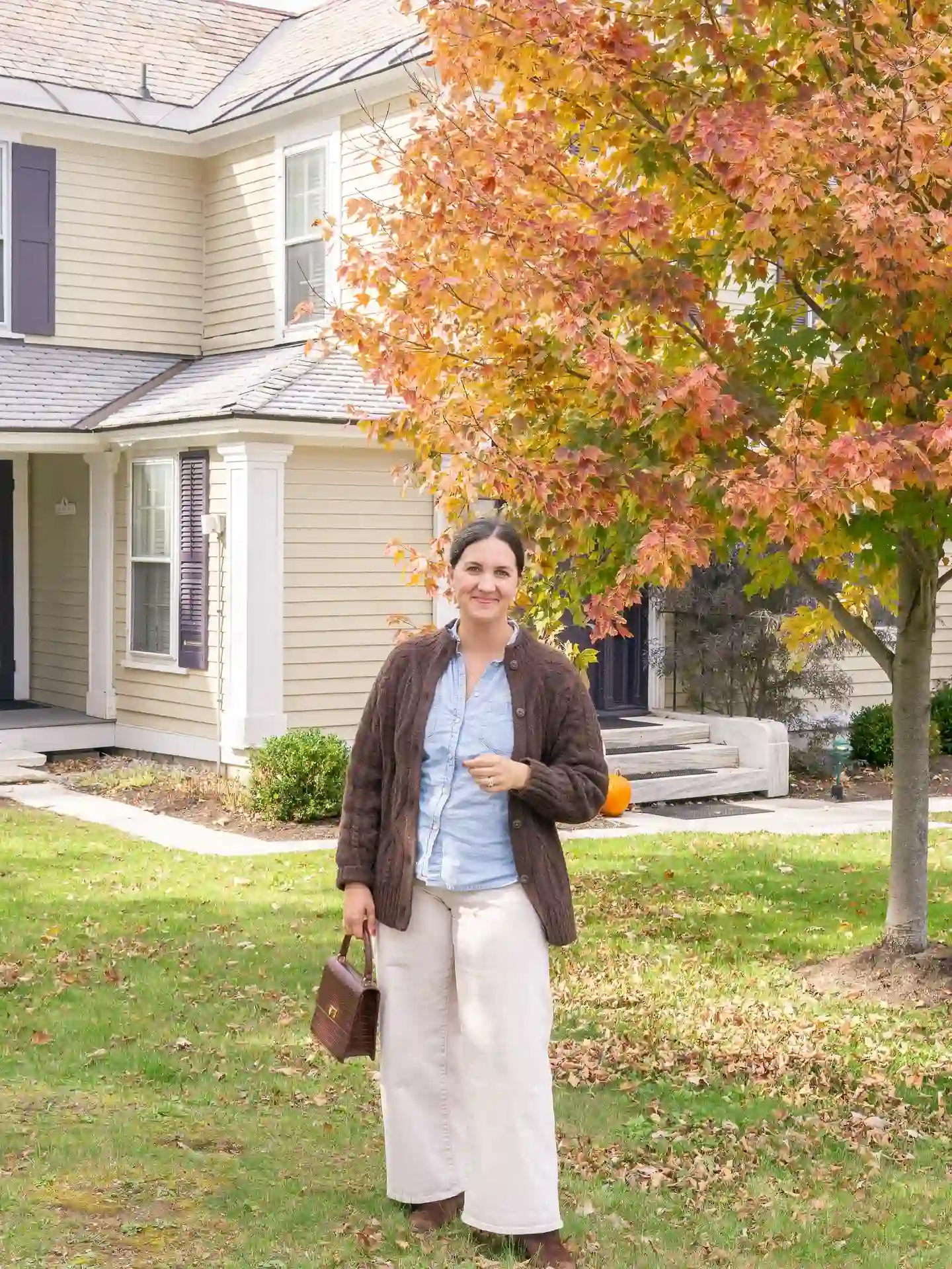 Textured Cardigan With Wide Leg Neutrals