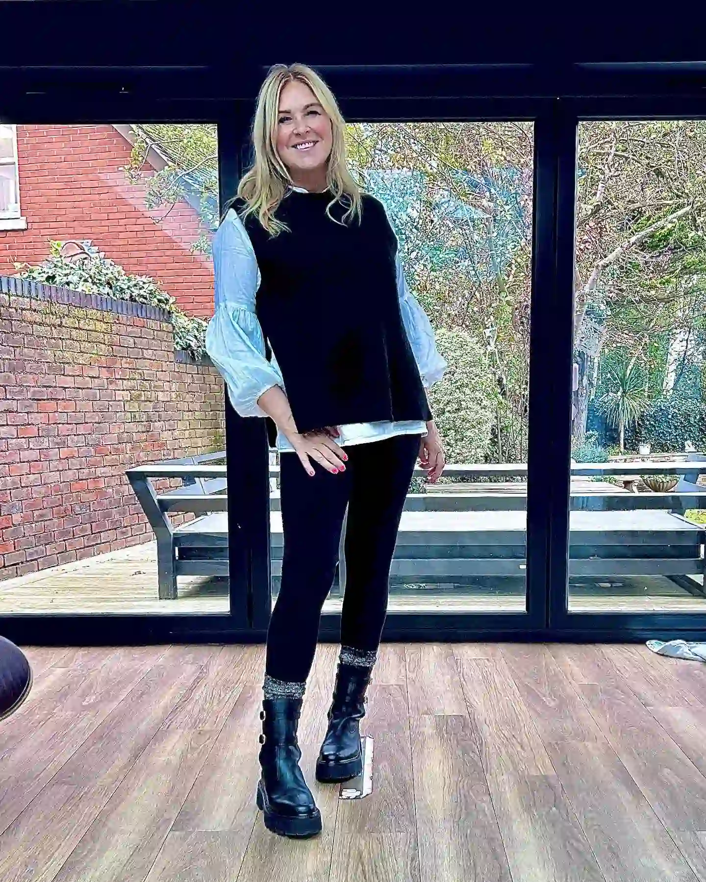 Black Knit Layer With Statement Sleeves