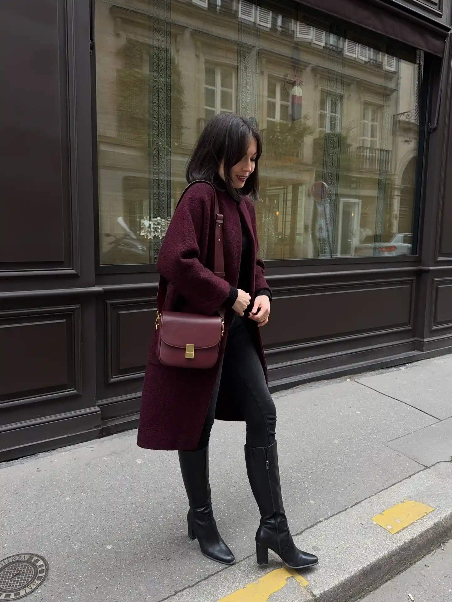 Build a Sleek Fall Look Around a Long Burgundy Coat