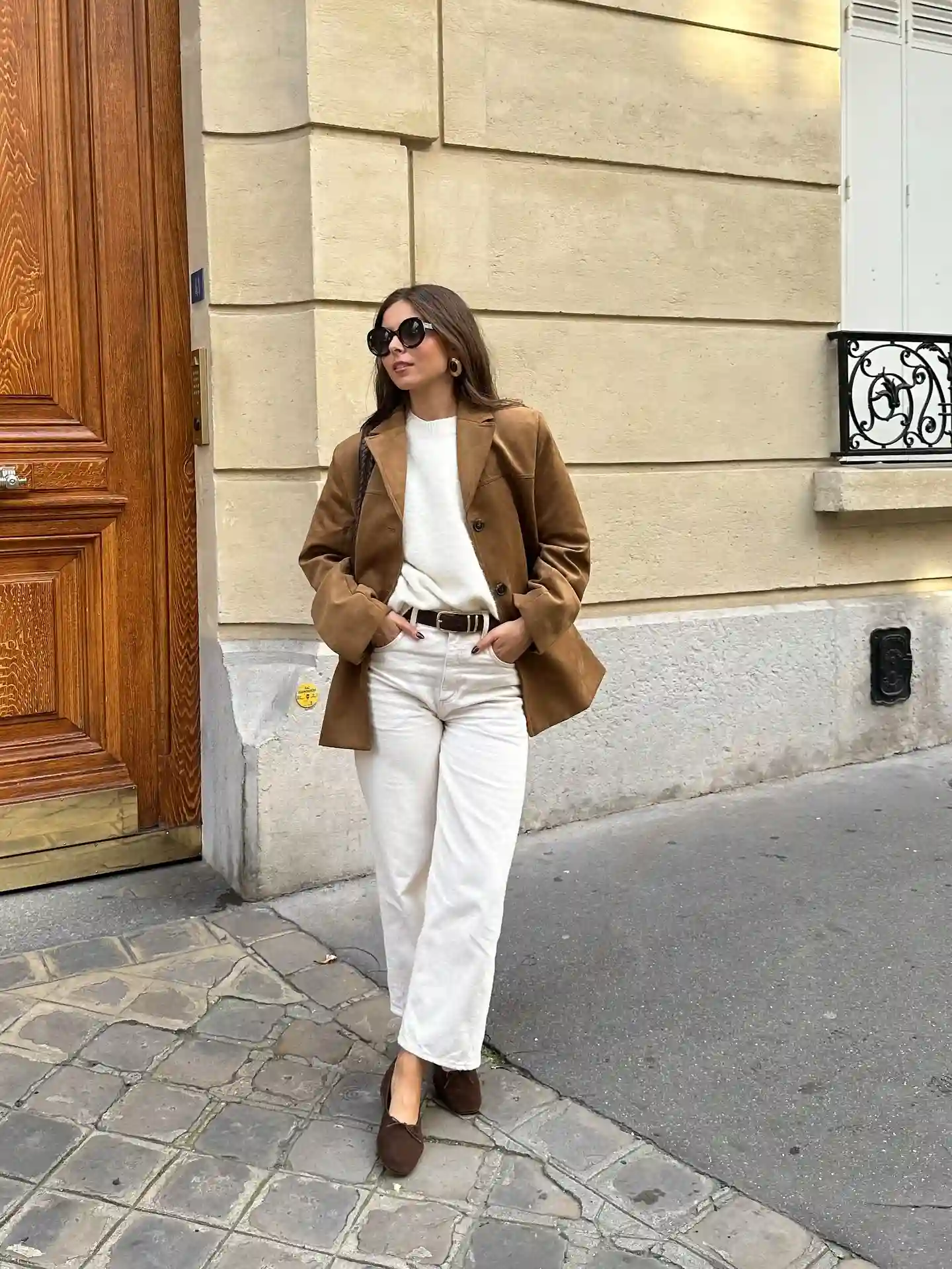 Camel Suede Blazer With an All Cream Base